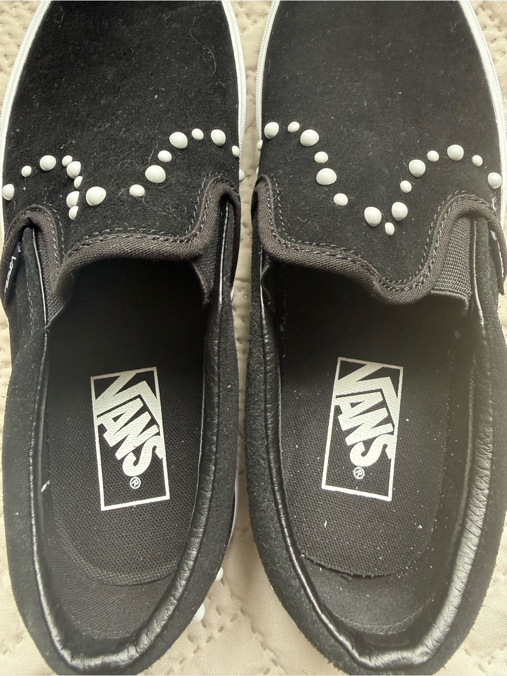 Vans Black Slip-On Sneakers with White Stud Detail